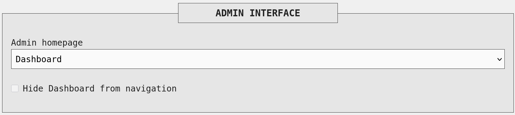 dashboard homepage