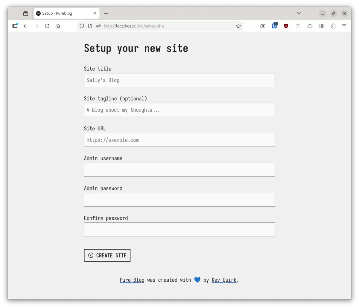 setup screen